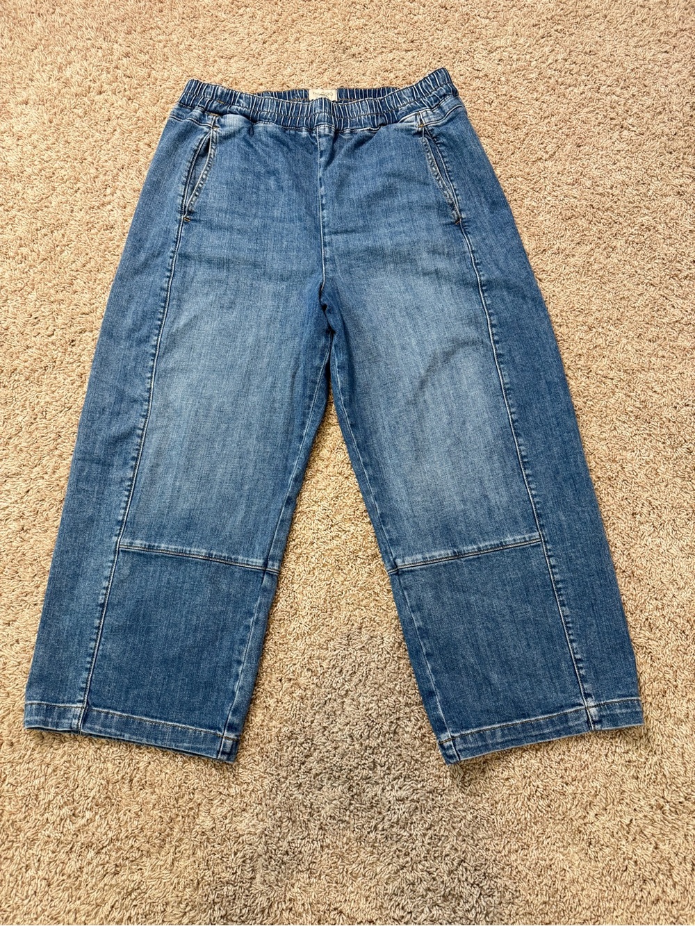 Pilcro Anthropologie The Izzie Relaxed Barrel Pull-On Elastic Waist Jeans Size L - Picture 4 of 15